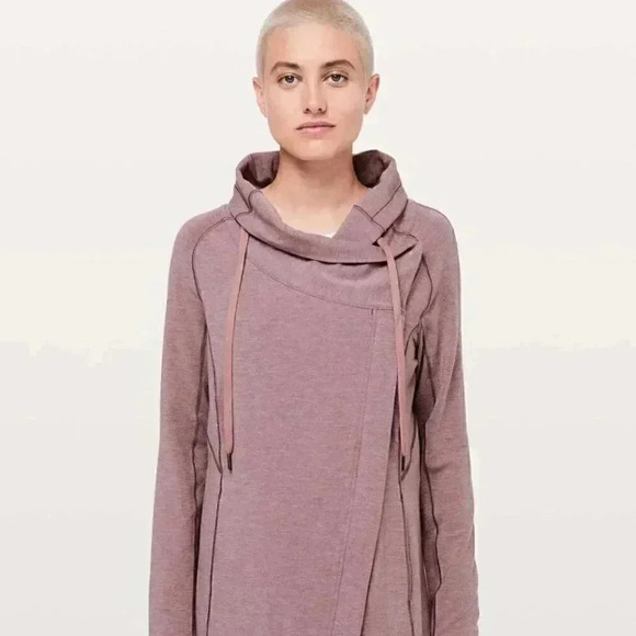 Lululemon "Coast Easy " long sleeve Heathered Misty Merlot long sleeve wrap 8 - Picture 1 of 4